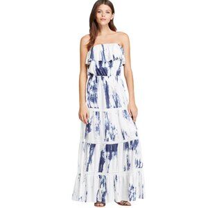 Guess Strapless Maxi Dress – Blue & White Marbled – Size Small